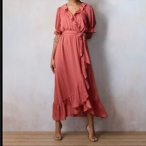 Lauren Conrad Coral Ruffle Wrap Dress